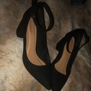 Bamboo block heels with ankle strap